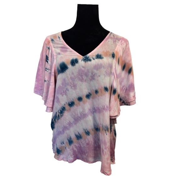 Young Fabulous and Broken Butterfly Sleeve Top Pink - Picture 2 of 7